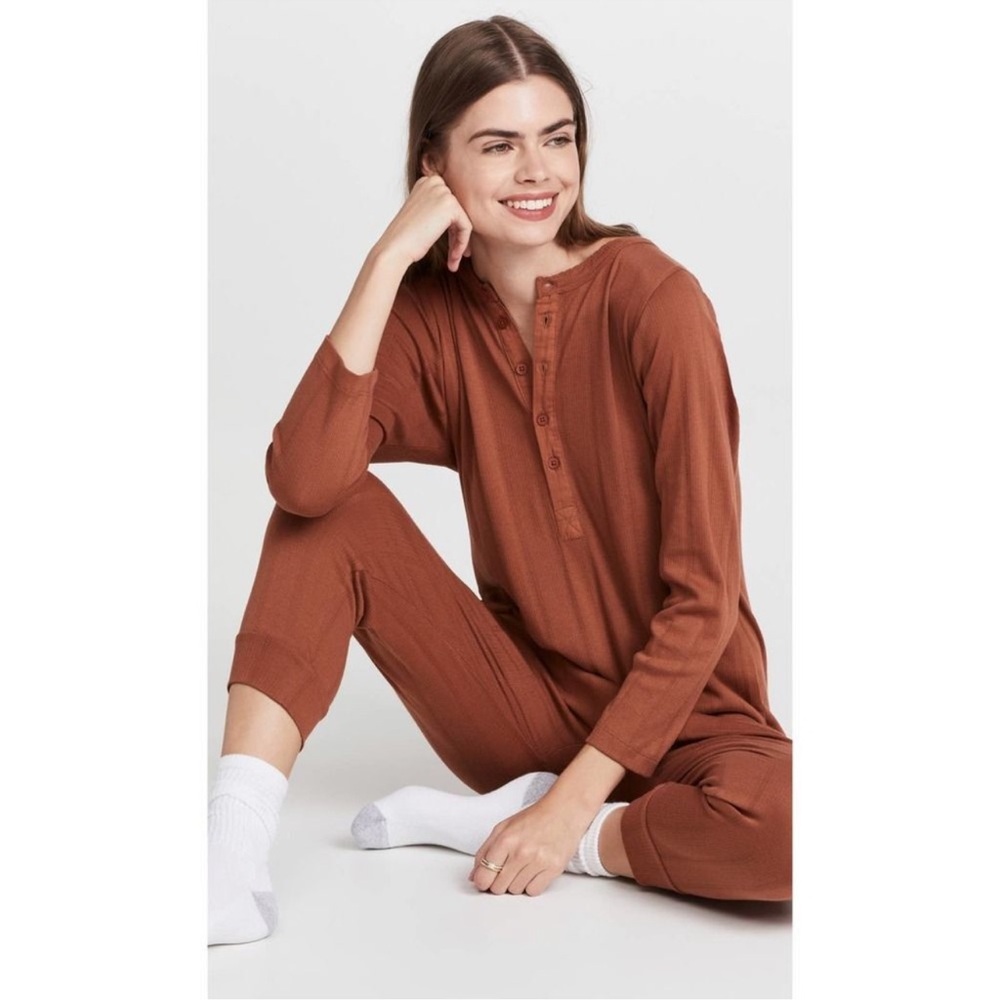 NWT The GREAT Sleep The Pointelle Sleeper Jumpsuit Rust Size 2 / Medium